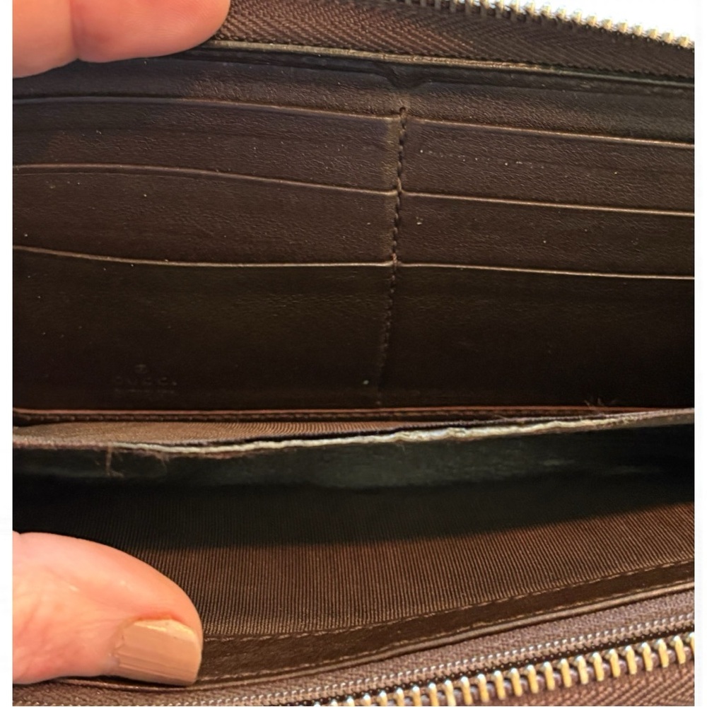 Gucci Guccissima Metallic Brown Embossed Zip Long Wallet - Picture 8 of 11